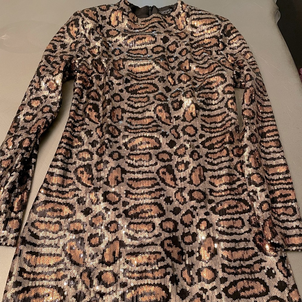 Sequins cheetah print dress